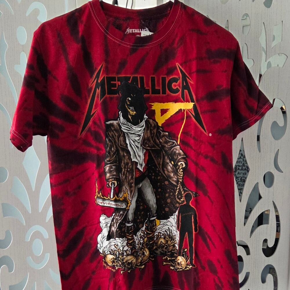 Metallica The Unforgiven Pushead Tie Dye Graphic T-Shirt Small Red Black nwt